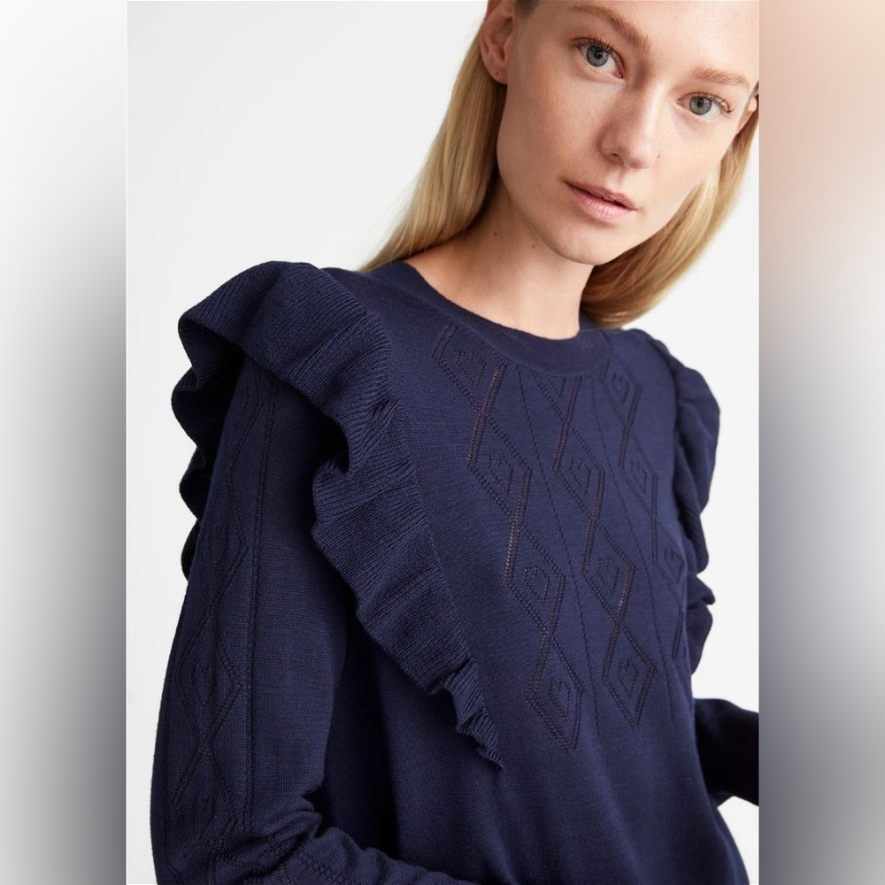 & Other Stories blue Pointelle Knit Midi Dress size XS